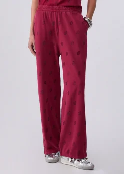 Pantalone in jersey délavé con strass
