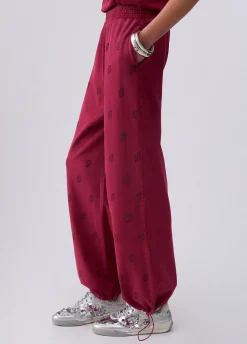 Pantalone in jersey délavé con strass
