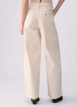 Pantalone straight con cintone asimmetrico
