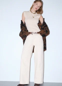 Pantalone straight con cintone asimmetrico