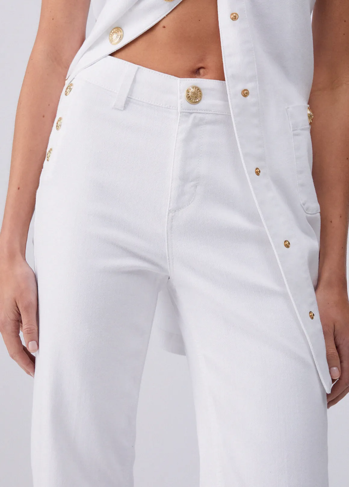 Pantaloni a vita alta con bottoni