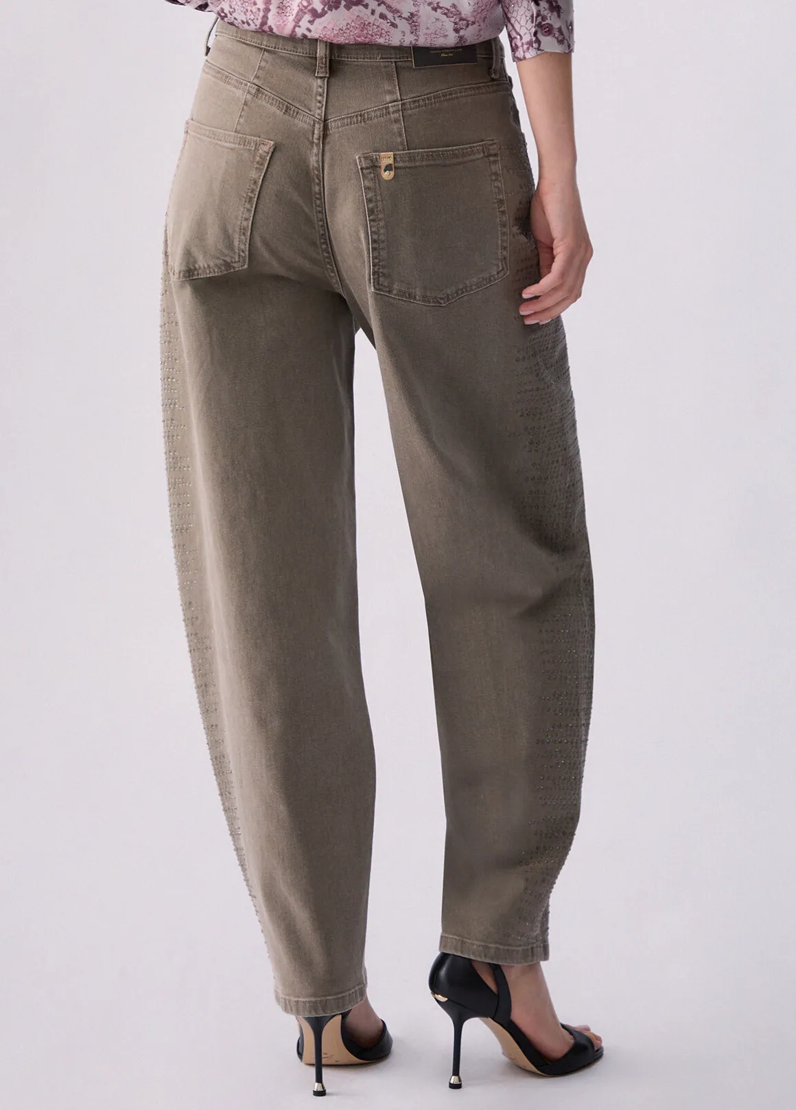 Pantaloni balloon con micro-strass