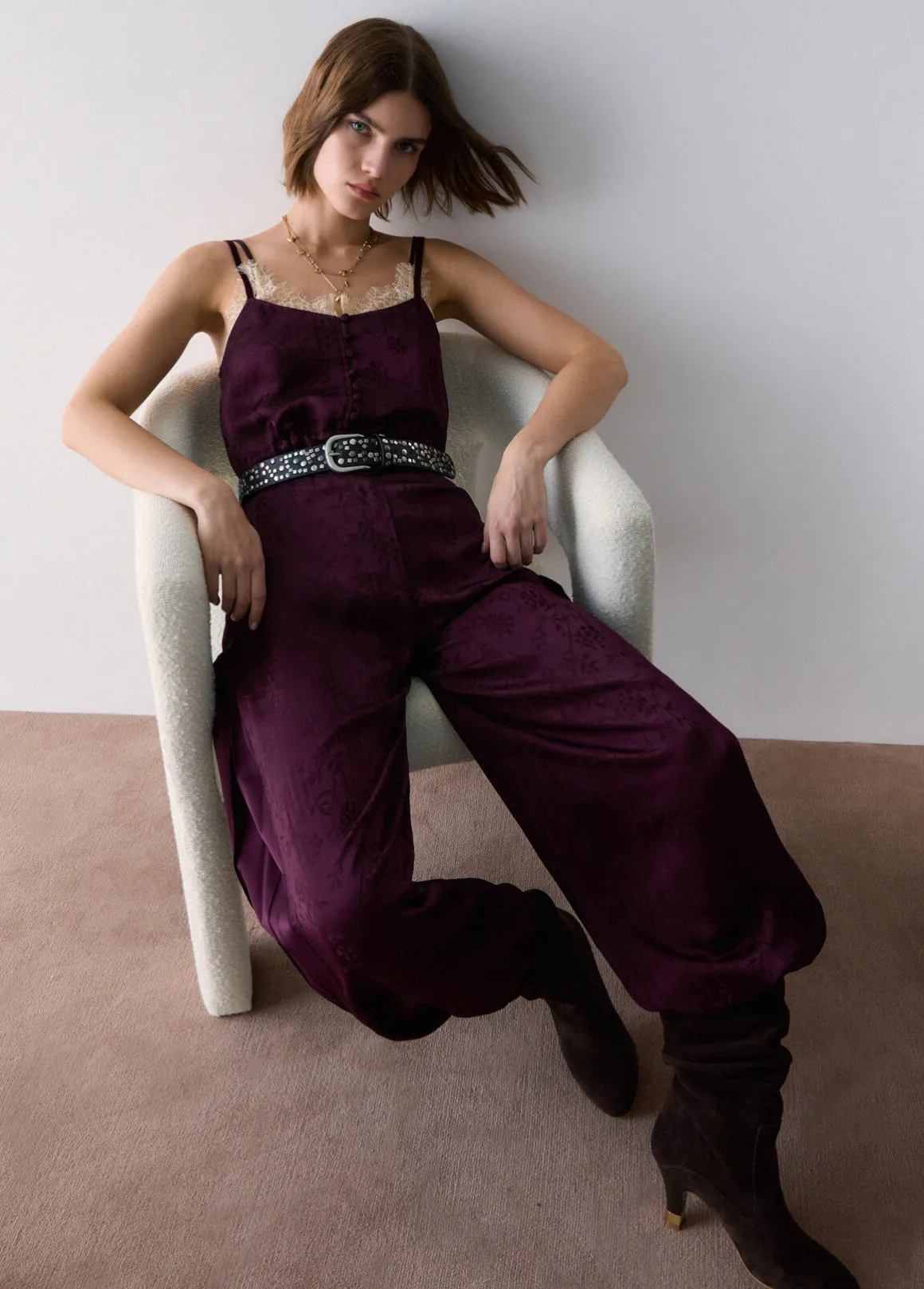 Pantaloni balloon in raso jacquard