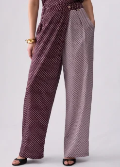 Pantaloni bicolor in twill