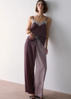 Pantaloni bicolor in twill