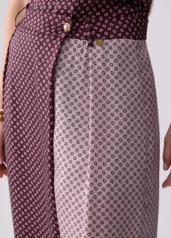 Pantaloni bicolor in twill