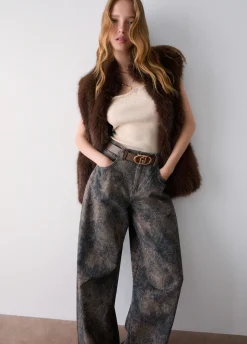 Pantaloni boy con stampa glitter