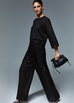 Pantaloni cargo in mesh
