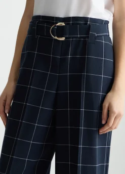 Pantaloni check a vita alta