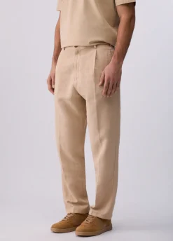 Pantaloni chino in misto lino