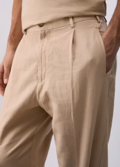 Pantaloni chino in misto lino