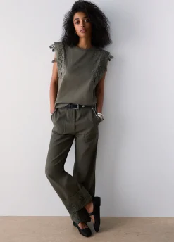 Pantaloni con dettaglio macramè
