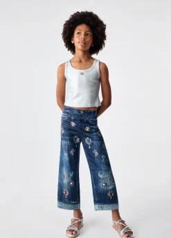 Pantaloni con stampa denim