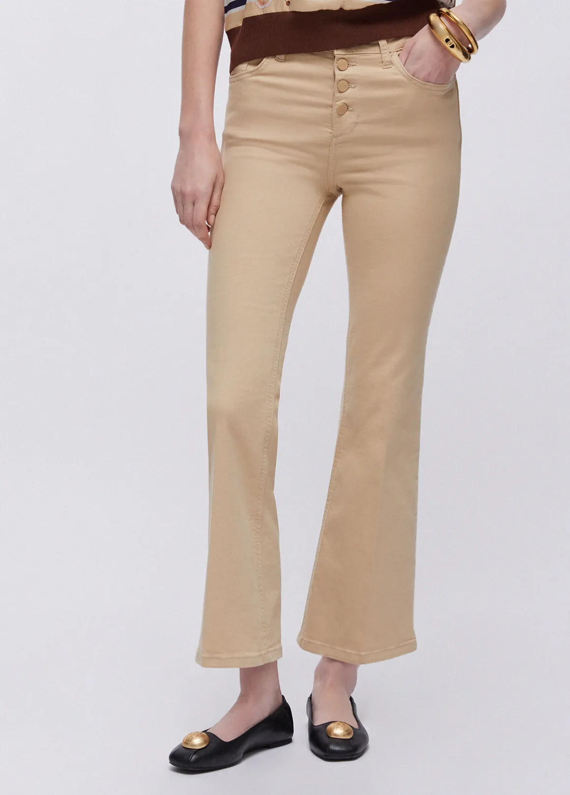 Pantaloni cropped a vita alta