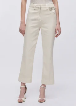 Pantaloni cropped con ricami gioiello
