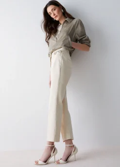 Pantaloni cropped con ricami gioiello