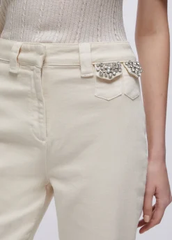 Pantaloni cropped con ricami gioiello