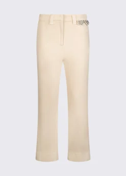 Pantaloni cropped con ricami gioiello