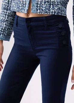 Pantaloni flare con bottoni logati