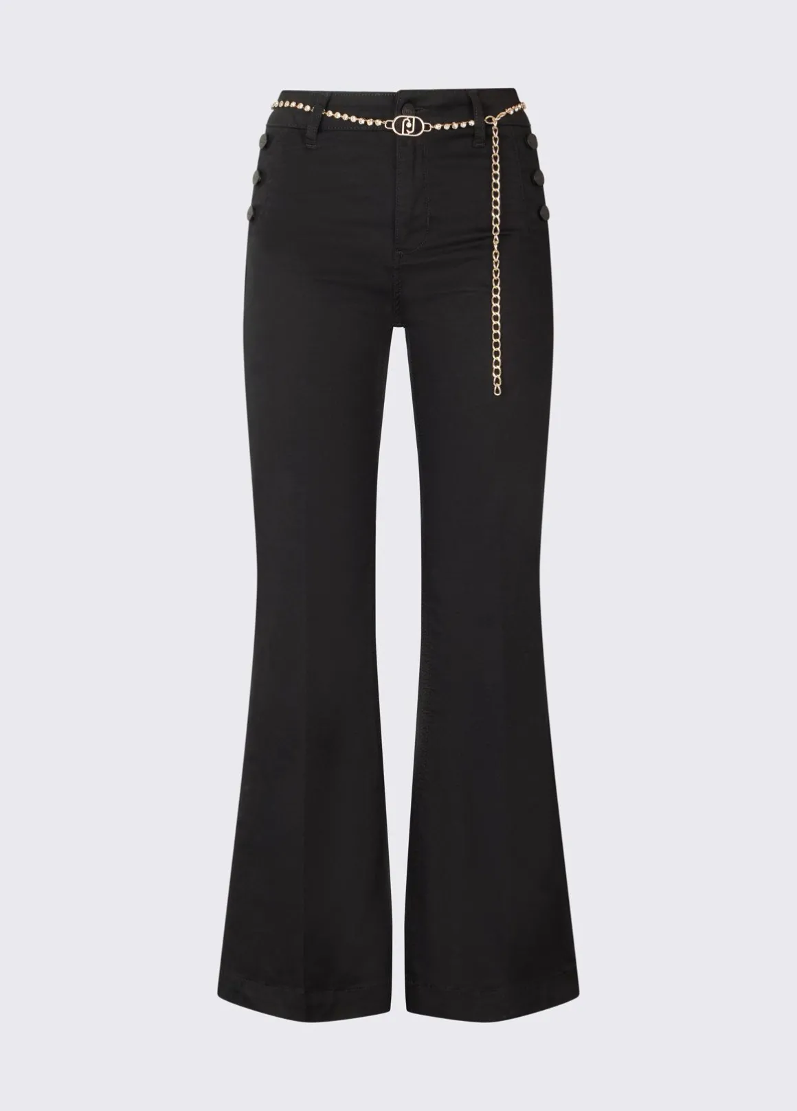 Pantaloni flare con bottoni logati