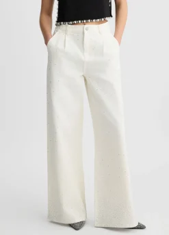 Pantaloni flare con strass