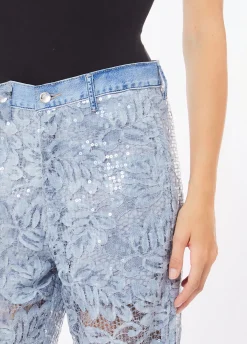 Pantaloni flare in pizzo