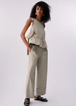 Pantaloni flare in popeline