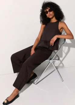 Pantaloni flare in popeline