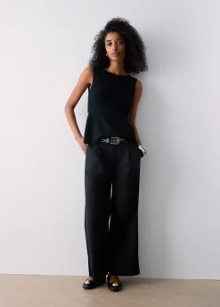 Pantaloni flare in popeline