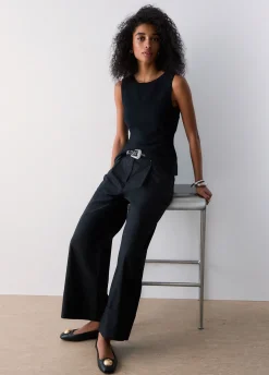 Pantaloni flare in popeline