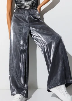 Pantaloni flare laminati
