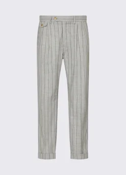 Pantaloni gessati con pence