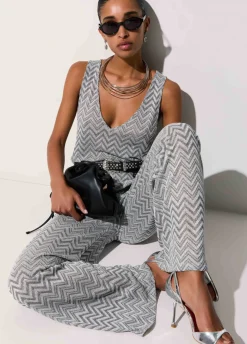 Pantaloni in maglia chevron