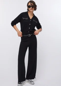 Pantaloni in maglia con perline