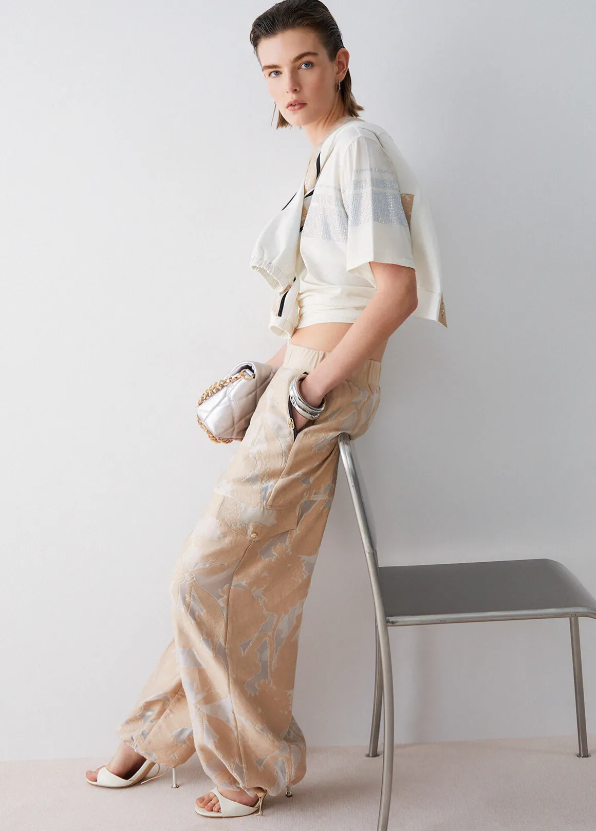 Pantaloni in organza jacquard