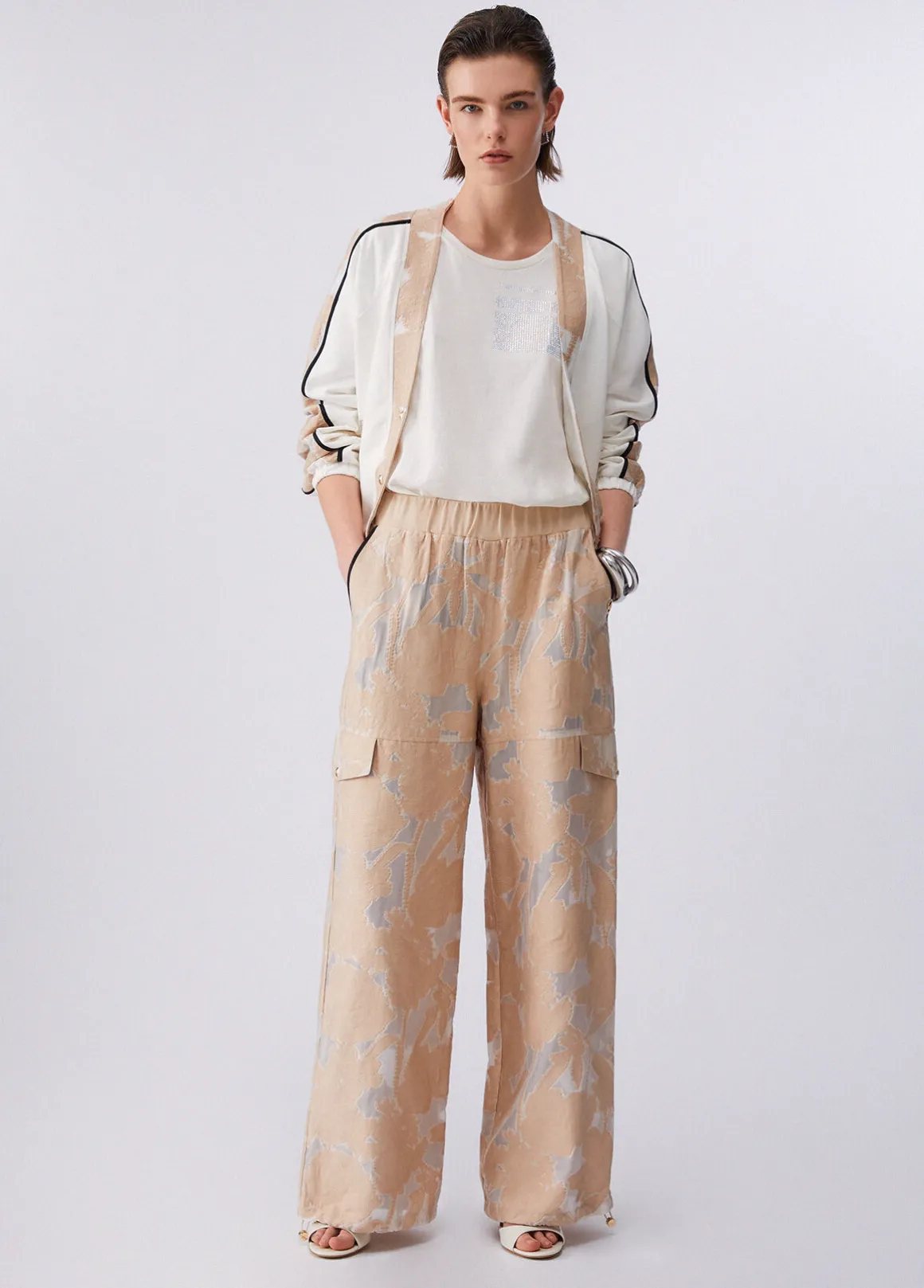 Pantaloni in organza jacquard