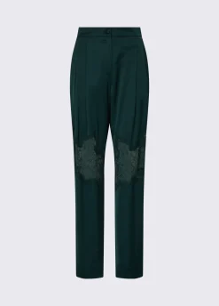 Pantaloni in raso con dettagli in pizzo