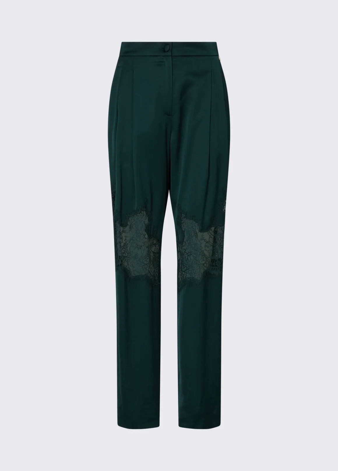 Pantaloni in raso con dettagli in pizzo