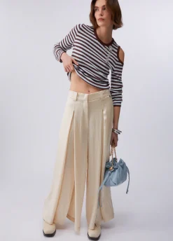Pantaloni in raso con spacchetti