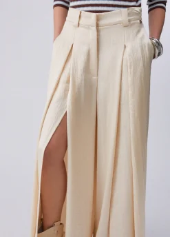 Pantaloni in raso con spacchetti