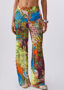 Pantaloni in raso stampato