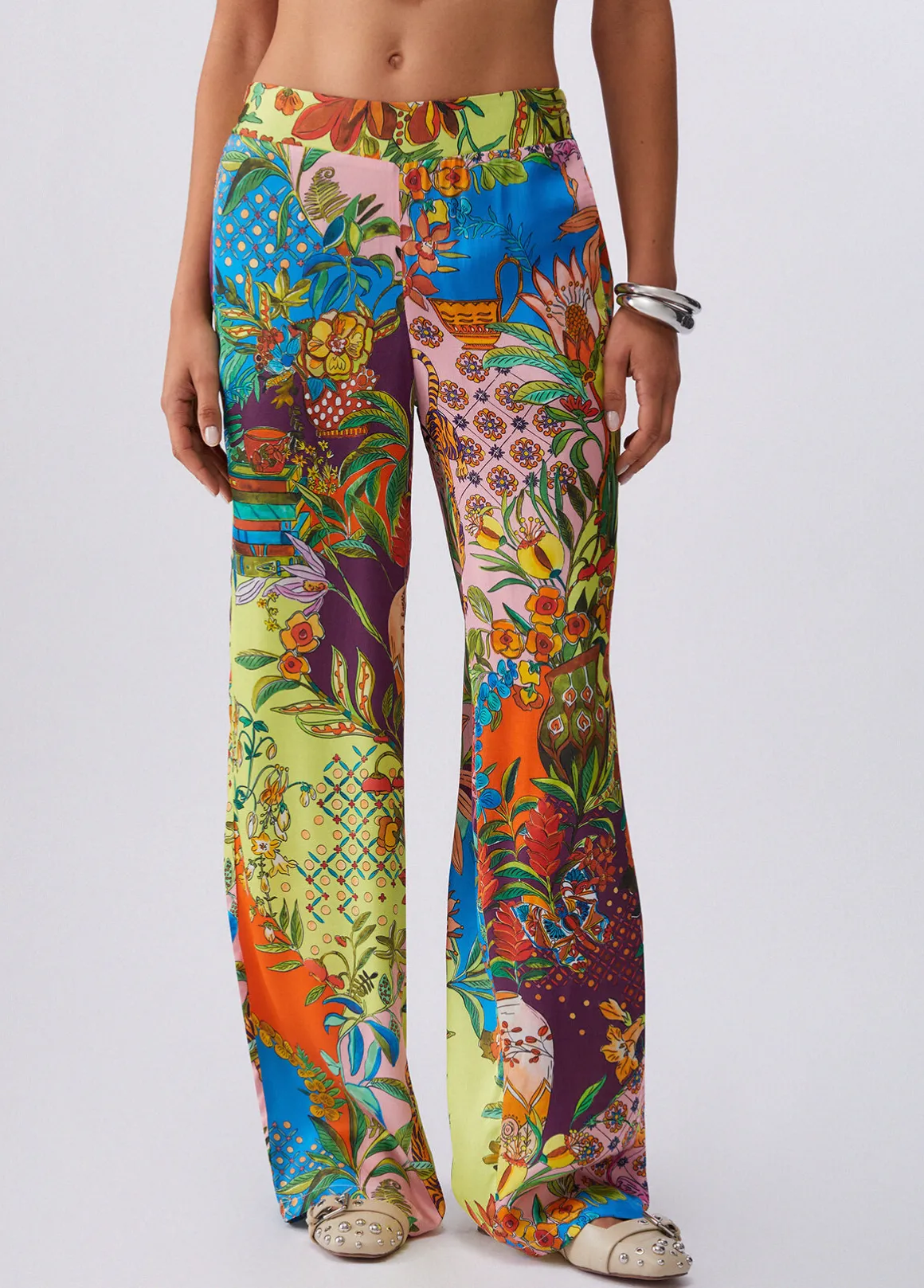 Pantaloni in raso stampato