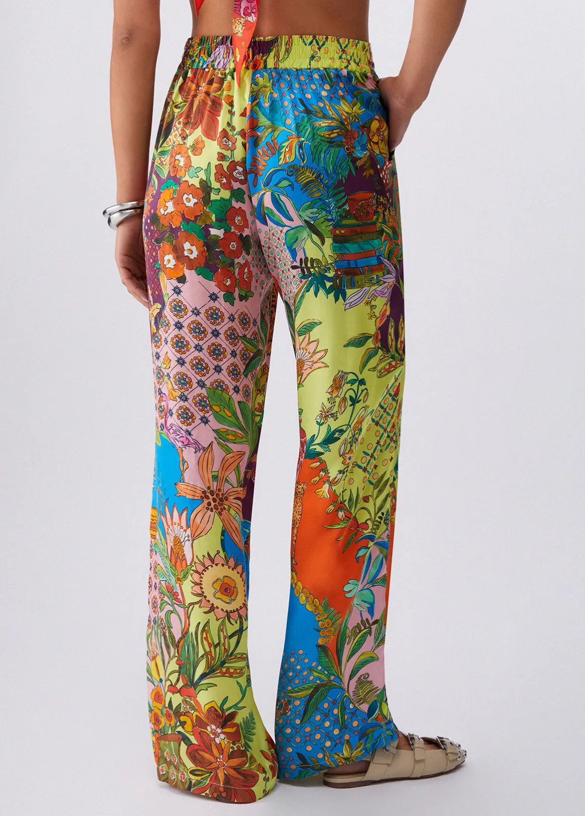 Pantaloni in raso stampato