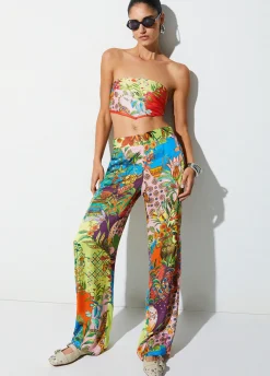 Pantaloni in raso stampato