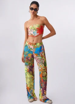 Pantaloni in raso stampato