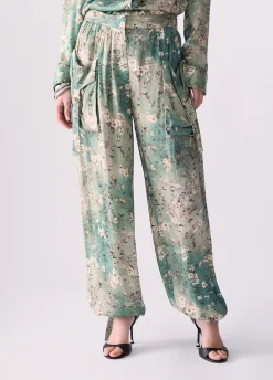 Pantaloni in raso stampato