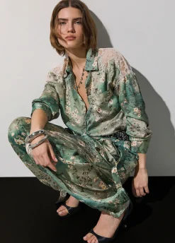 Pantaloni in raso stampato