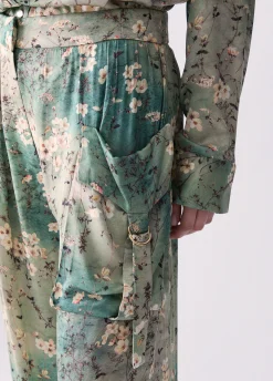 Pantaloni in raso stampato