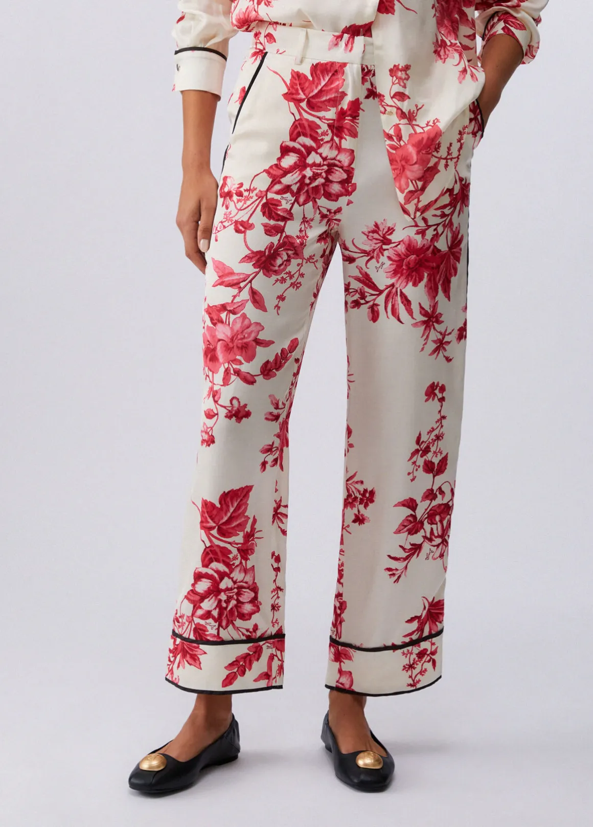 Pantaloni in raso stampato
