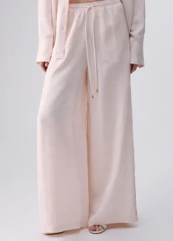 Pantaloni jacquard con pizzo valencienne